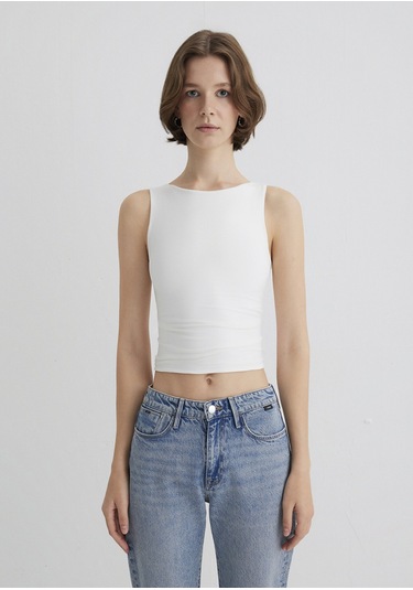 Mavi - Kayık Yaka Beyaz Poliamid Top 1613497-70057 Beyaz