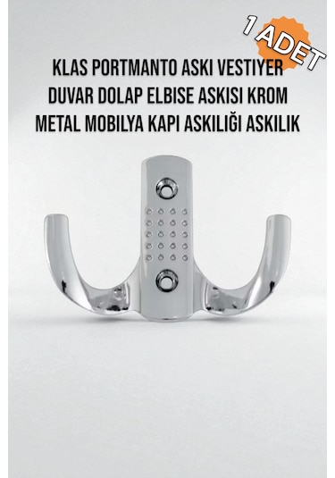 Dekoratif Krom Askılık Portmanto, Kapı Ve Dolap İçin Uygun Metal Askı Gümüş