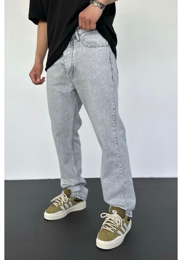 Baggy Bol Kalıp Gri Renk Kot Pantolon Gri