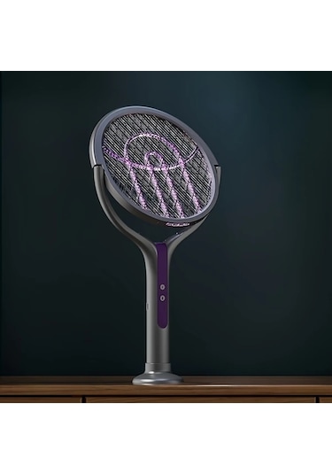 Boatshop1 Teleskopik Uzatma Çubuğu Mor Katlanabilir Şarj Edilebilir Elektrikli Sinek Raketi Ve Mor Işık Uzatmalı Sopa Ev Ofis Kamp İçin