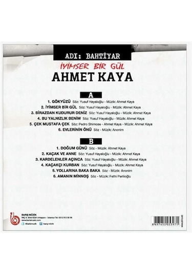 Ahmet Kaya - Adı Bahtiyar - İyimser Bir Gül Renkli Plak