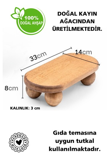 Halohope El Yapımı Ahşap Küçük Boy Dikdörtgen Sunum Standı Tabağı