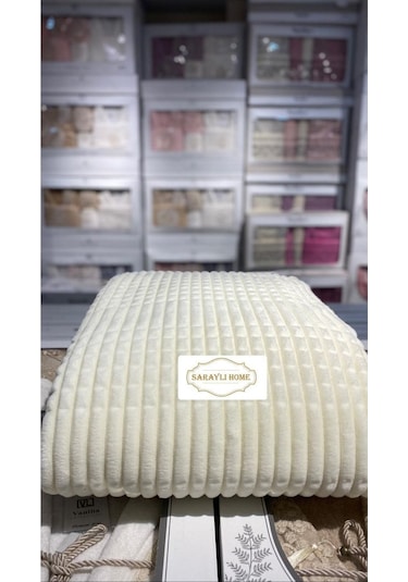Saraylı Home Merinos Modern Line Yatak Örtüsü Beyaz