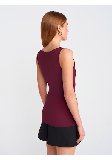 Dilvin 20977 Kalın Askılı Poliamid Atlet-bordo Bordo