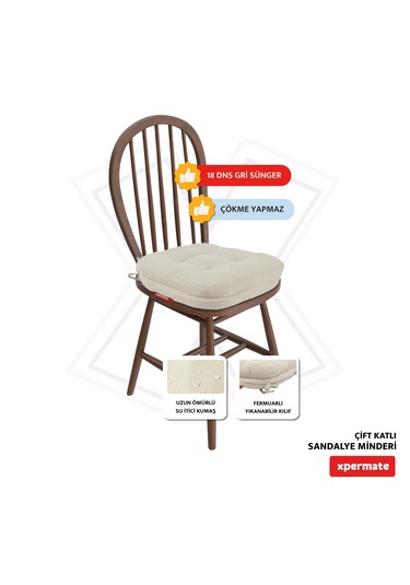 Xpermate Çift Kat Sandalye Minderi 42x42x8 Bej