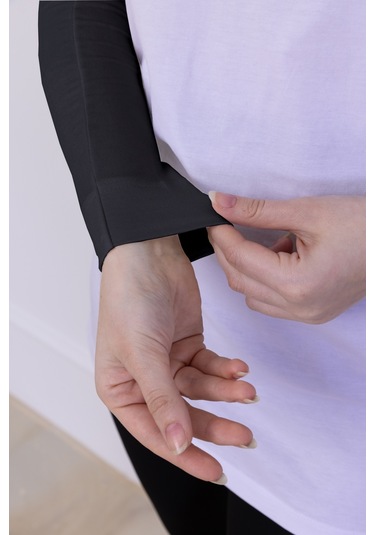 Likralı Penye Kolluk Antrasit - Pratik Kadın Tesettür Düz Namaz Kolluğu 1 Çift 40cm Viskon Hijab Antrasit