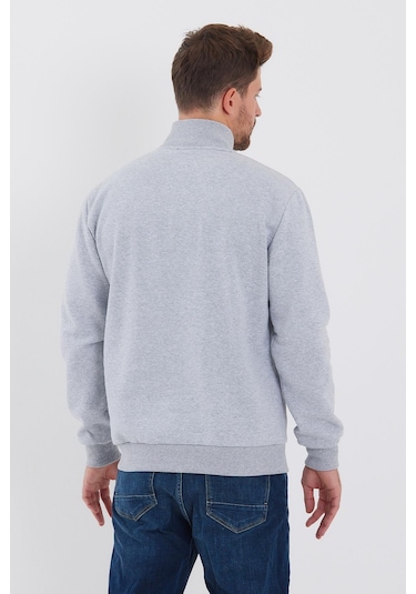 MMetalic İçi Pamuklu Fermuarlı Dik Paça Yan Cepli Erkek Gri Hırka 001