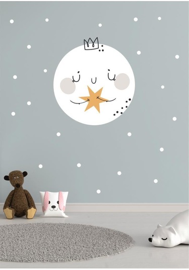Sevimli Surat ve Polka Damlası Çocuk Odası Dekorasyon Sticker