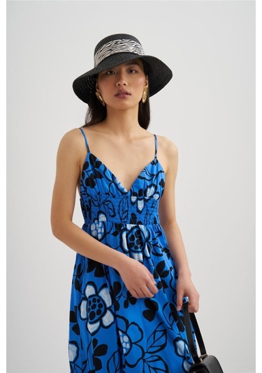 Mathilda Store Kadın Ip Askılı Midi Elbise Siyah