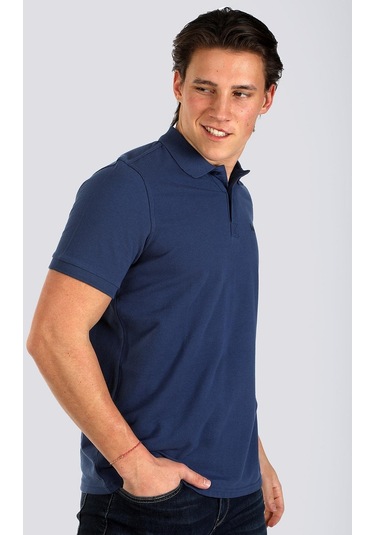 Lee Cooper Twıns 1 Erkek Pike Polo Yaka T-Shırt Gece Mavisi-17943-Gece Mavisi Saks Mavi