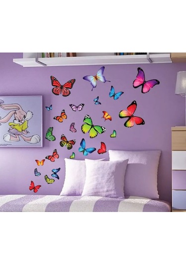 Gregorange Dekoratif 3d Kelebekler 48 Adet, İç Mekan Çıkartmaları, 225298609 Mavi-turkuaz