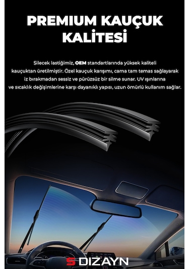 S-dizayn Hyundai İ20 Ön Cam Silecek Seti 2014-2020 Premium Araca Özel 60-40 Cm A+ Kalite