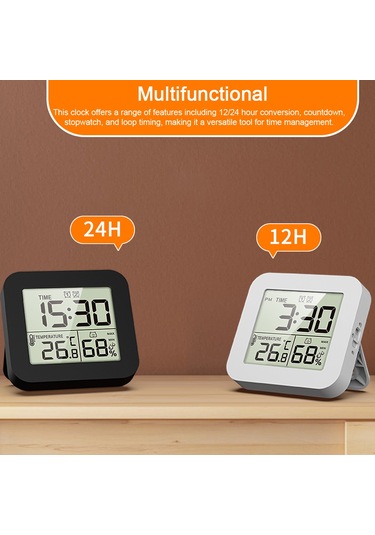 Skycity Beyaz İngilizce Lcd Ekranlı Çok Fonksiyonlu Saat - Sıcaklık, Nem Ölçer, İki Alarm Ve Döngüsel Zamanlayıcı