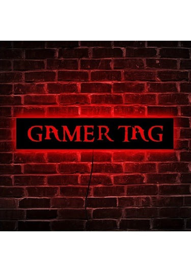 Willowhaven 1 Adet Font 6 15.75x3.15 İnch Usb Led Oyuncu Isimli Duş Lamba Oda Aydınlatma Hediye Ahşap