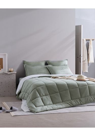 Madame Coco Bobigny Çift Kişilik Pamuklu Supersoft Comforter Set - Mint Yeşili Yeşil