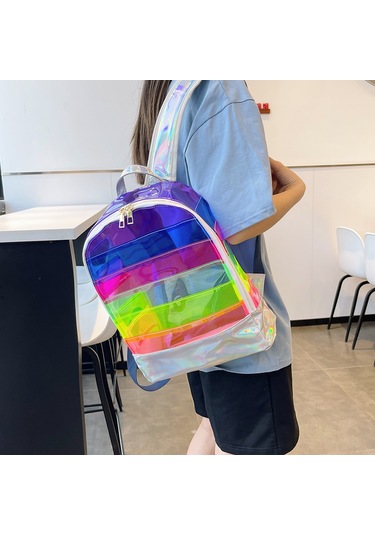 Tenfowee 2022 Yeni Büyük Kapasiteli Pvc Şeffaf Su Geçirmez Sırt Çantası Gökkuşağı Renkleri, Dayanıklı Ve Pratik Renk