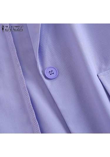 Zanzea İş Kıyafetleri Kadın Hırka Ve Şort Günlük İki Parçalı Takım Elbise Lacivert