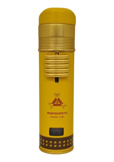 Monte Cristo Özel Üretim 3 Torch Pürmüz Sarı Puro Çakmağı - Tr7761