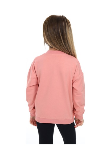 Toontoy Kız Çocuk Baskılı Hırka Koyu Pudra