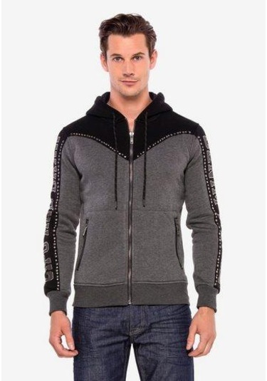 Cipo & Baxx Cl381 Metal Droplu Taşlı Kapşonlu Kışlık Sweatshirt 001