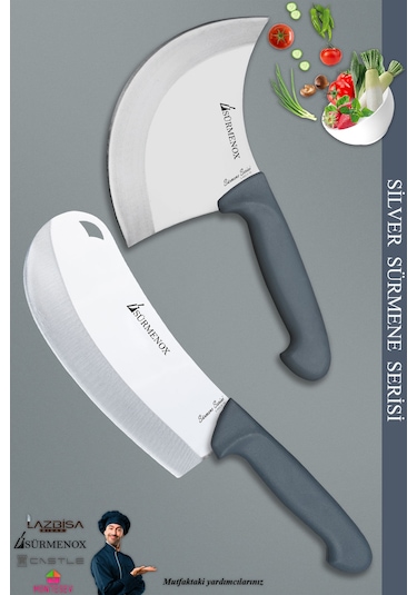 Sürmene Silver Serisi Gri Sap Mutfak Bıçak Börek Bıçağı Pizza Pide Bıçağı 2 Li Set Srm-03 Gri