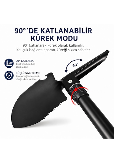 Katlanır Kamp Küreği 3 Ü 1 Arada Çok Amaçlı Kazma Çapa Testere Çok Amaçlı El Aleti
