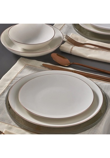 Güral Porselen Atina 33063 Dg 24 Parça 6 Kişilik Porselen Yemek Takımı Beyaz - Altın