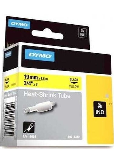 Dymo Rhinopro Isıyla Küçülen Şerit 19MMx1.5M Sarı-Siyah 18058