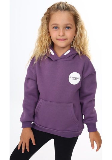 Toontoy Kız Çocuk Baskılı Sweatshirt Mor