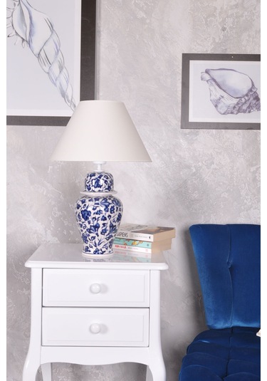 Qdec Bleu Blanc Şah Vazo Abajur Lotus K.Beyaz Diğer