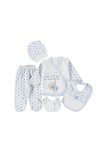 Penye Cute Ayıcık Nakışlı 5'li Zıbın Seti Pembe