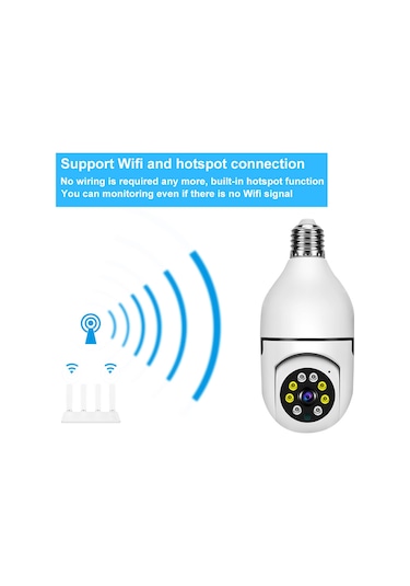 Folinda Ev İçin Led Ampul Tipi Kablosuz İzleme Kamerası 2mp Full Hd 360 Panoramik Renkli Görüntü, İki Yönlü Ses, Hareket Tespiti, Mobil Takip Ve Uzaktan Erişim - Beyaz 1 Adet Beyaz