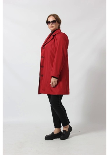 1670 Düğmeli Cep Detaylı Bondit Ceket Kırmızı
