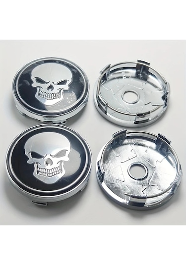 Willowhaven 60mm Plastik Kurukafa Tekerlek Kapakları 4lü Siyah Gümüş Evrensel Dayanıklı