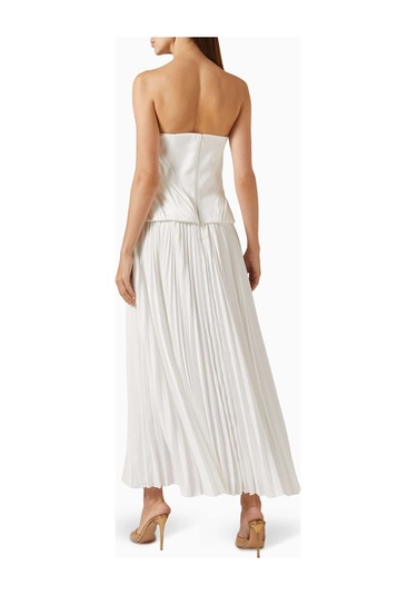 Acler Bolton Fırfırlı Elbise - - %100 Polyester Saten Kumaş Beyaz