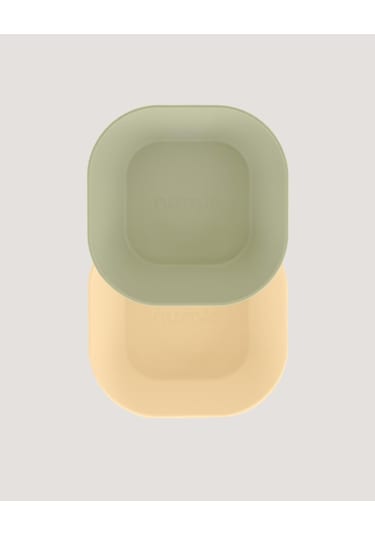 Kare Bebek Mama Tabağı 2'li Set Sage Green - Vanillia