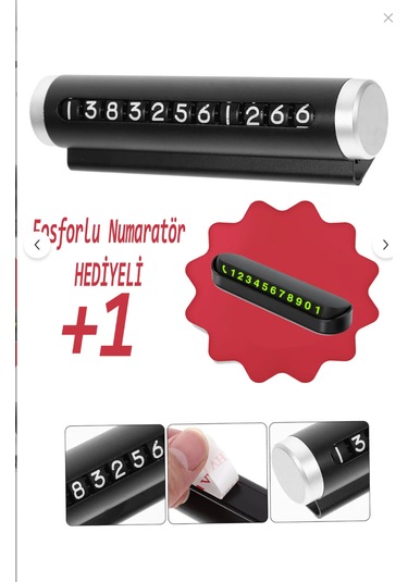 B34r Metal Kasa Araç İçi Park Telefon Numaratörü Çevirmeli Oto Cam Fosforlu Parkmatik Kart -