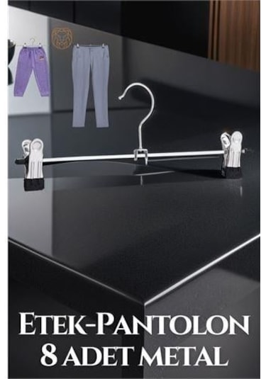 Modacar Metal Etek Pantolon Askısı - Mandallı Etek Askısı Pantolon Askısı 8 Adet Çok Renkli