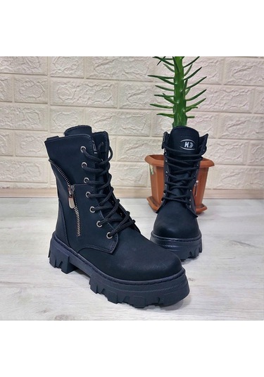 M.p One 3147 Siyah İçi Tüylü Kürklü Fermuarlı Kız Çocuk Bot 001