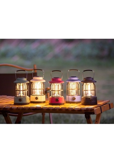 Ulzyvf Yürüyüş Suya Retro Led Kulp Kırmızı, Dayanıklı Cob Çadır Işığı, Acil Vk Fener Kırmızı