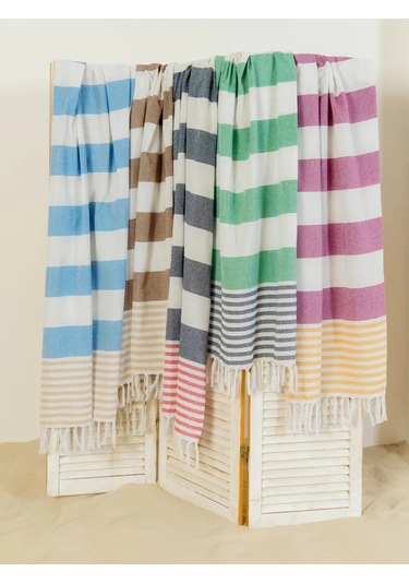 Gang Büyük Plaj Havlusu 90x180 Cm Pamuk Hint 391927931 Bej