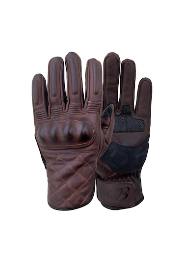 The Biker Jeans Hammer Brown Korumalı Motosiklet Deri Eldiveni