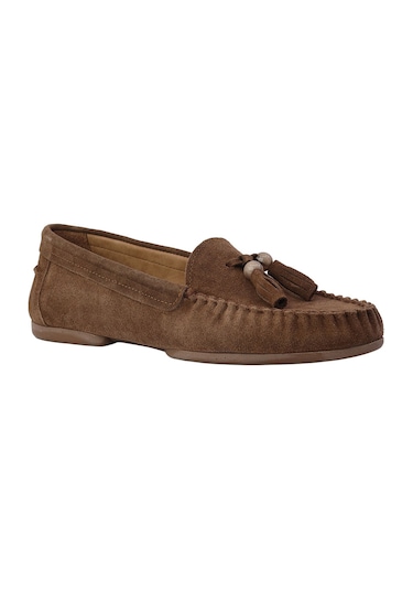 Hobby Süet Hakiki Deri Püsküllü Kadın Babet Mb26226s Taba
