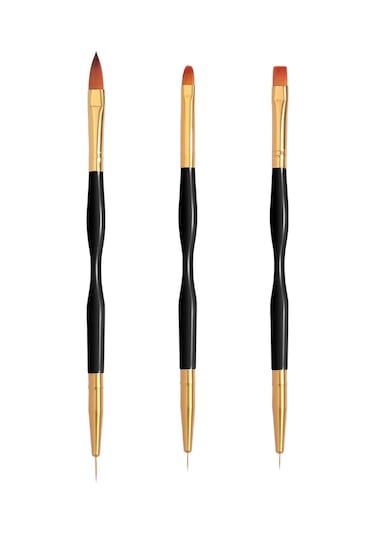 Lulaa 3 Adet Tırnak Cetvel Kalemi Çift Uçlu Nail Art Kalem Fırçası Akrilik Yuvarlak Düz Boyama Çizim Astar Tırnak Araçları Tırnak Sanat Diy