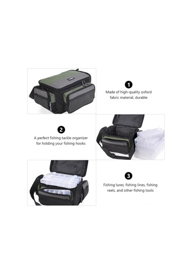 Teltree Oxford Kumaş Olta Malzemeleri Çantası - Yeşil Gri, Ayarlanabilir Askı Kemerli, 42x26x17cm Olta Takılarını Düzenleyici Çanta Çok Renkli