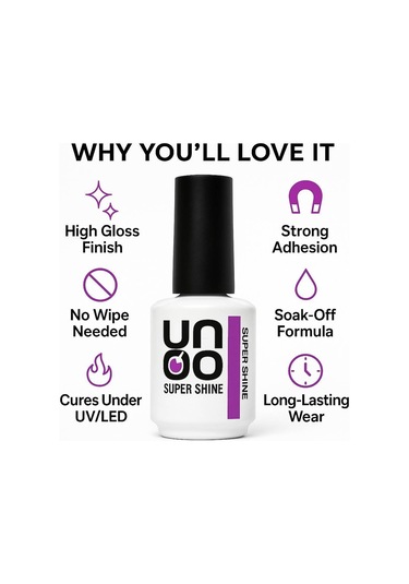 Uno Orijinal Top Coat Super Shine 15ml Yüksek Parlaklık Ve Uzun Süre Kalıcılık