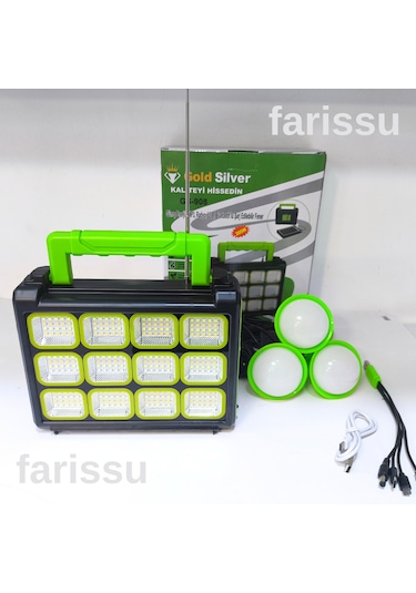 Gold Silver Gs-908 200w Güneş Enerjili Şarjlı Fener - Bluetooth, Usb, Radyo Ve Mp3 Özellikli