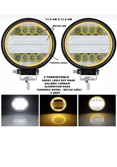 Point Off Road Uyumlu Oval Çalışma Lambası Turuncu Angel-beyaz 3 Fonksiyon 11,5 X 11,5 Cm 2 Adet 1