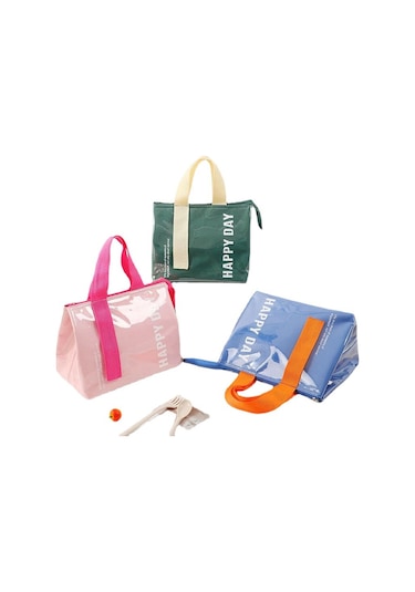 Yalıtımlı Çanta Kalınlaştırılmış Oxford Kumaş Yalıtımlı Çanta Tote Öğle Yemeği Kutusu Çantası - Pembe --