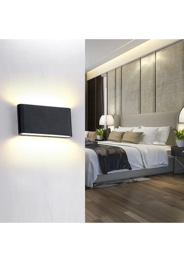 Tongxida Ip65 Su Geçirmez Led Duvar Lambası, Ac 85-265v, Sıcak Beyaz, Metal/siyah, 175x90x27mm Beyaz